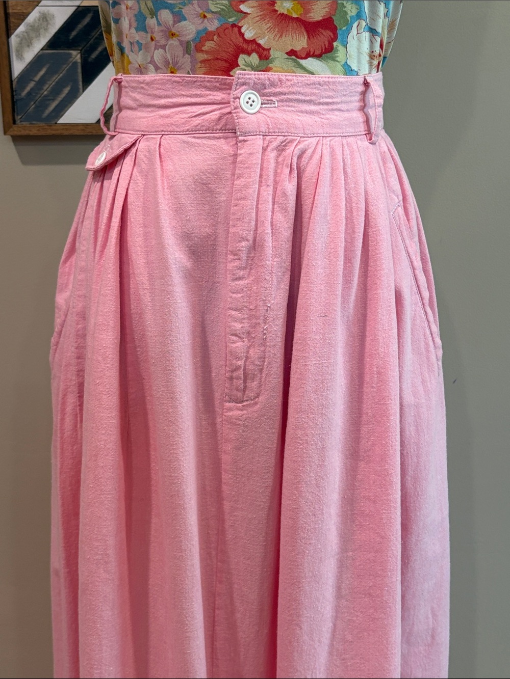 Vintage Ralph Lauren Blue Label Pink Cotton Pleated Maxi Skirt size 4 *As-Is* - Picture 3 of 16